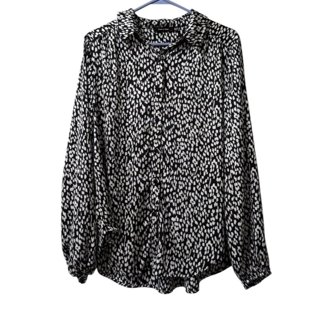 Doe & Rae Button-Front Shirt Long Sleeve Size Medium Polyester Business Casual